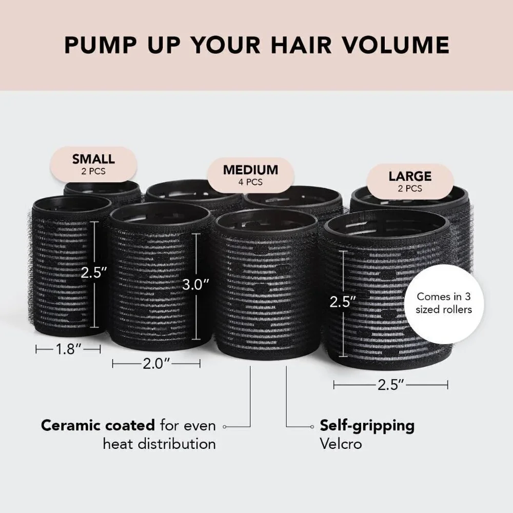 Ceramic Thermal Hair Rollers for Women - Self Grip Rollers for Blowout Look Long